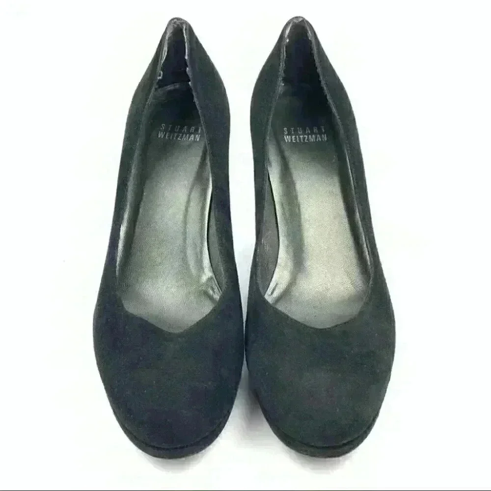 Stuart Weitzman heels 7 black suede platforms dark